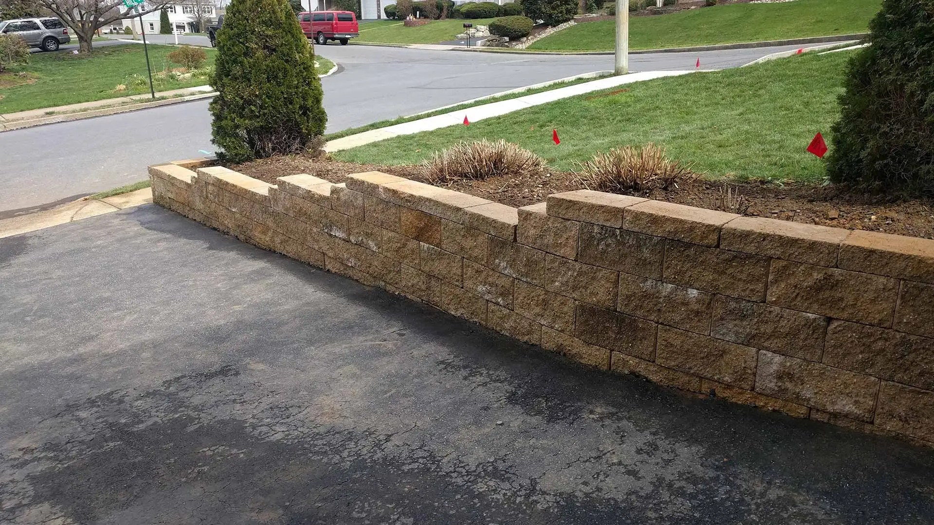 Custom retaining wall at a home in Macungie, PA.