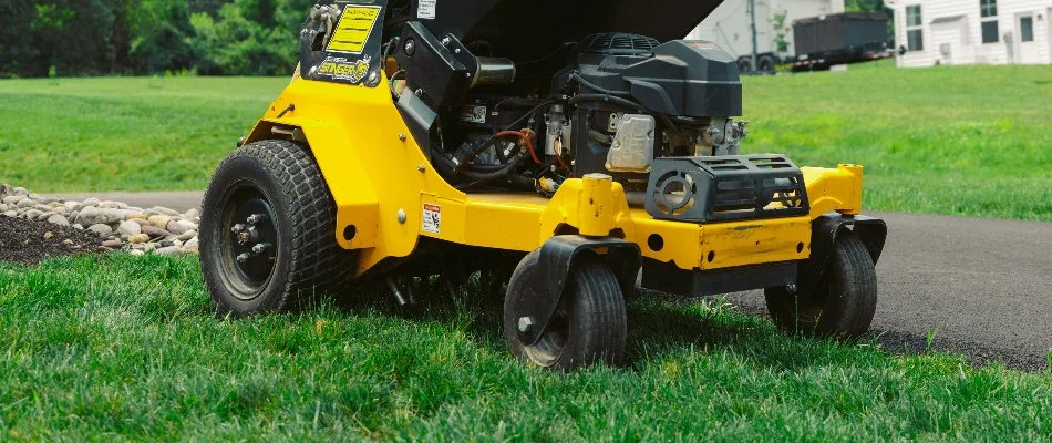 Aerator machine on a lawn in Macungie, PA.