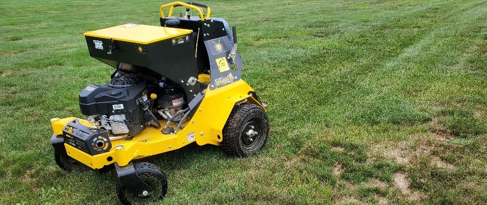 Aerator on a lawn in Macungie, PA.