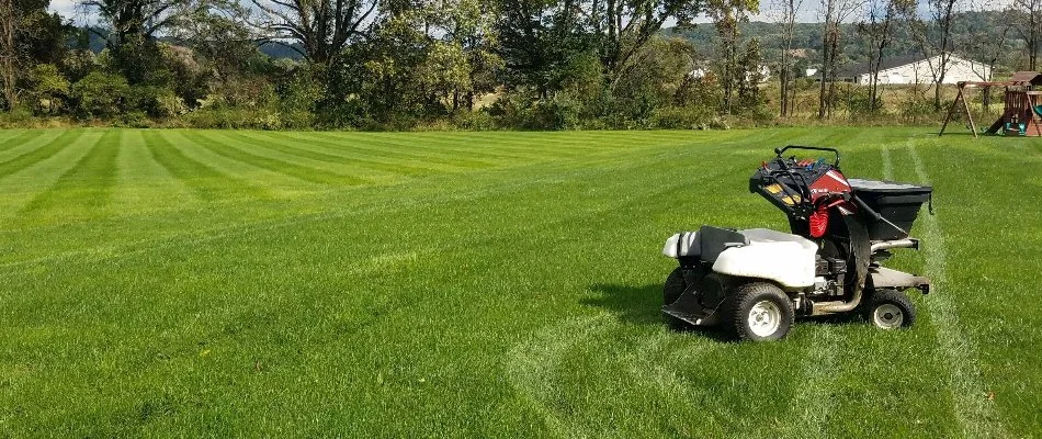 Fertilizer machine on a lawn in Macungie, PA.