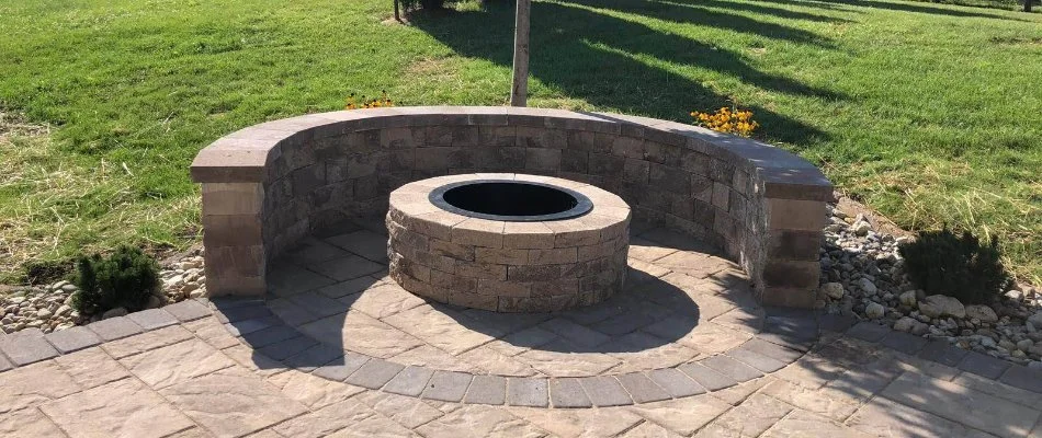 Fire pit and seating wall in Macungie, PA.
