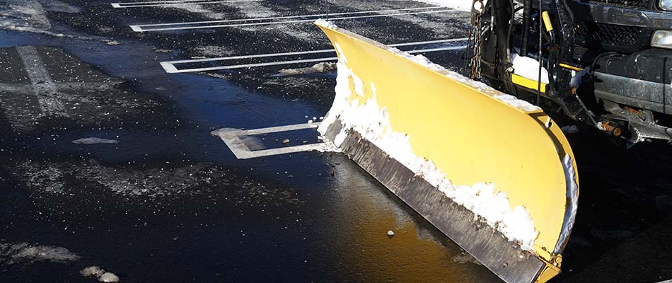 Snow plow attachment in a parking lot near Macungie, PA.