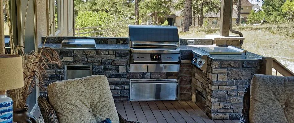 Outdoor kitchen in Macungie, PA, with grill and stove.