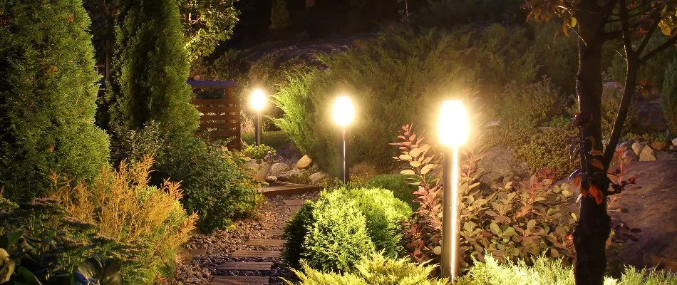 Path lighting on a landscape in Macungie, PA.