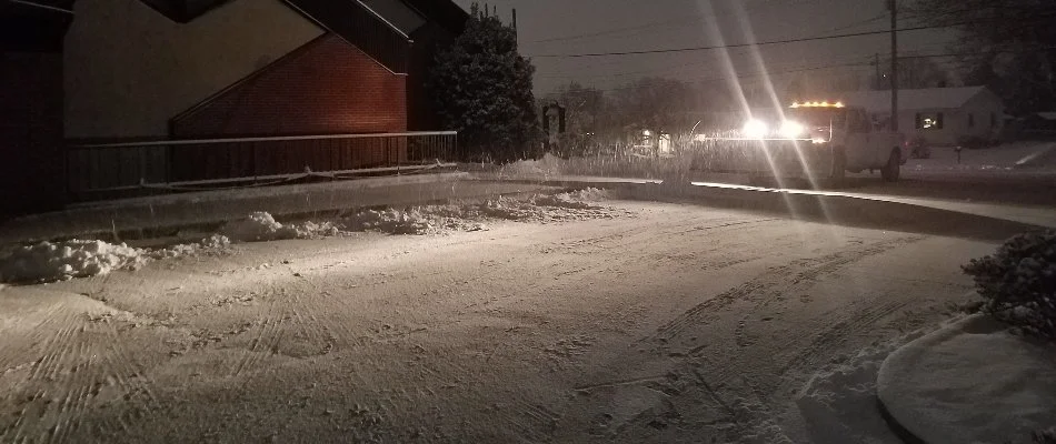 Plow truck and pile of snow in Macungie, PA.