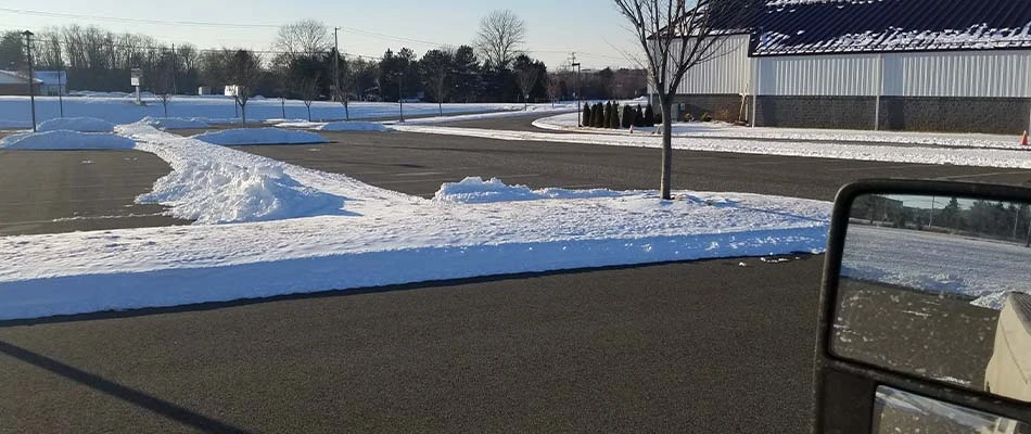 Snow-free parking lot in Emmaus, PA.