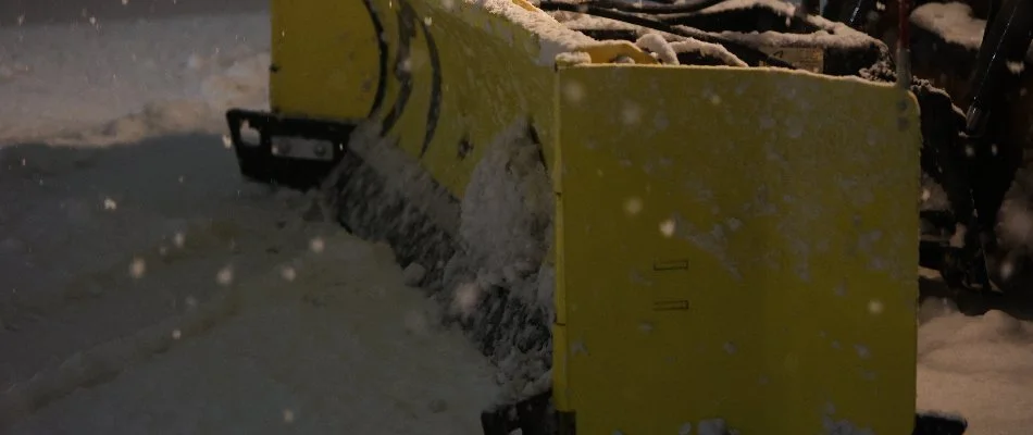 Snow plow in Macungie, PA, removing snow.