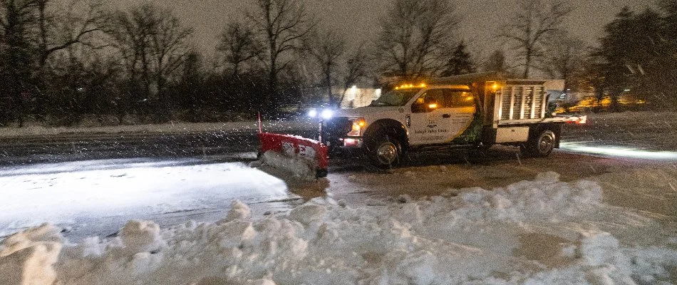 Truck plowing snow out of a street in Macungie, PA.