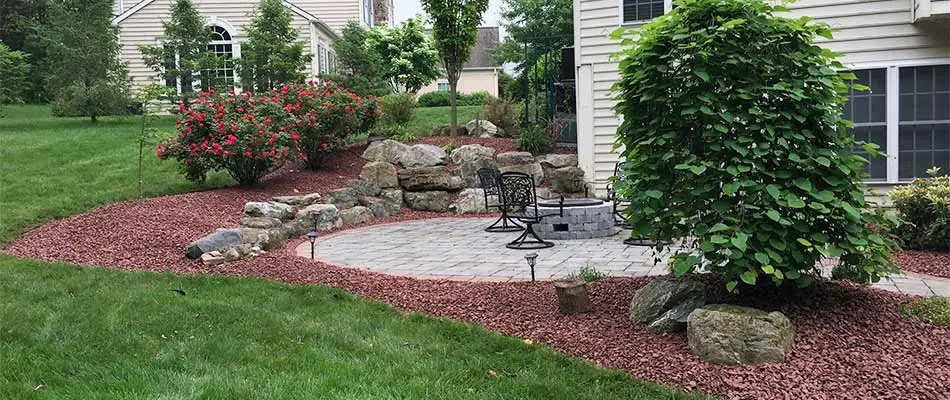 Custom patio and walkway installed at a home in Emmaus, PA.