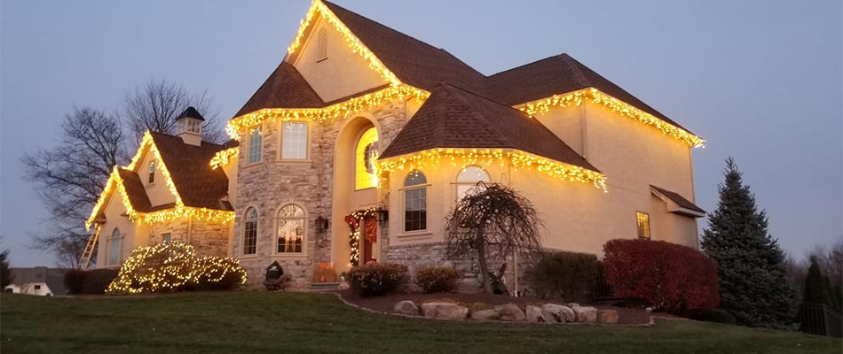 Holiday lighting services at a home in Allentown, PA.