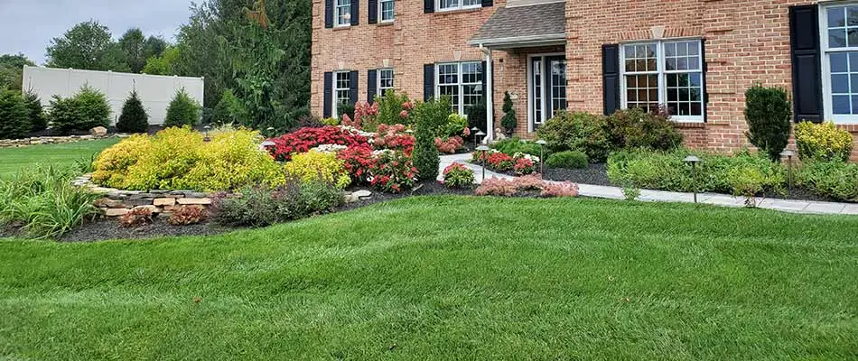 Allentown, PA home with regular landscape bed maintenance services.
