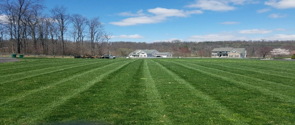 Up close of a lawn and a riding lawn mower near Orefield, PA.