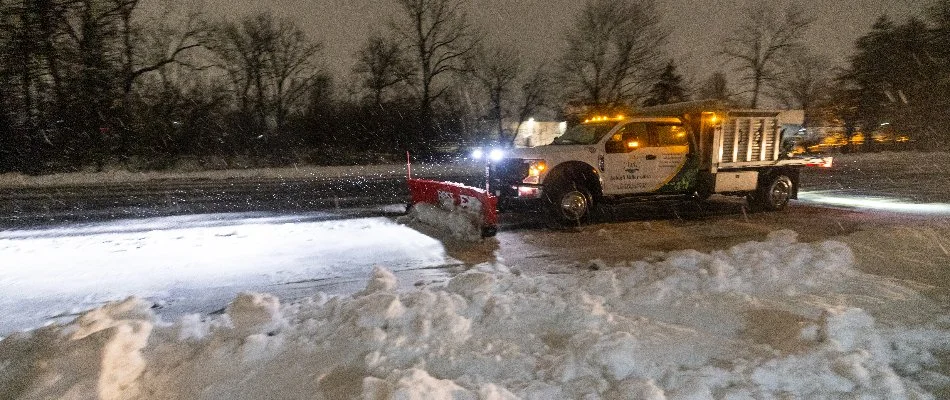 Snow being removed from the street on a property in Macungie, PA.