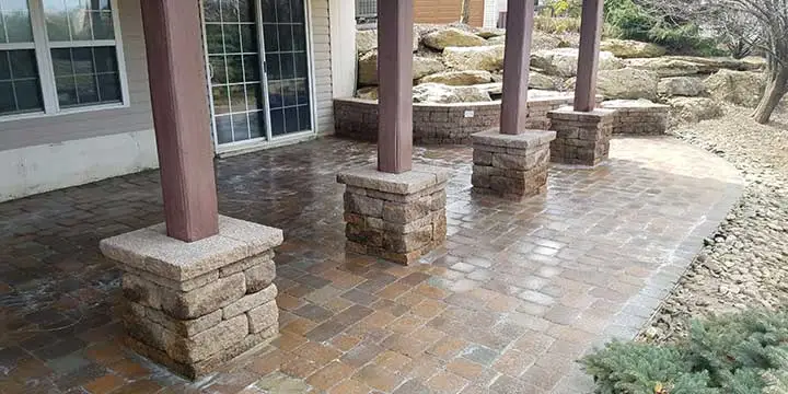 Custom patio design and construction at a home in Macungie, Pennsylvania.